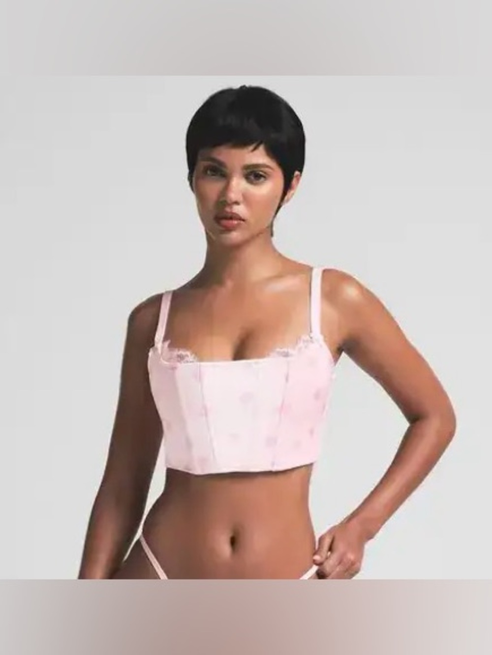 NWT Skims Cherry Blossom Pink Velvet Lace Cropped Corset size Large